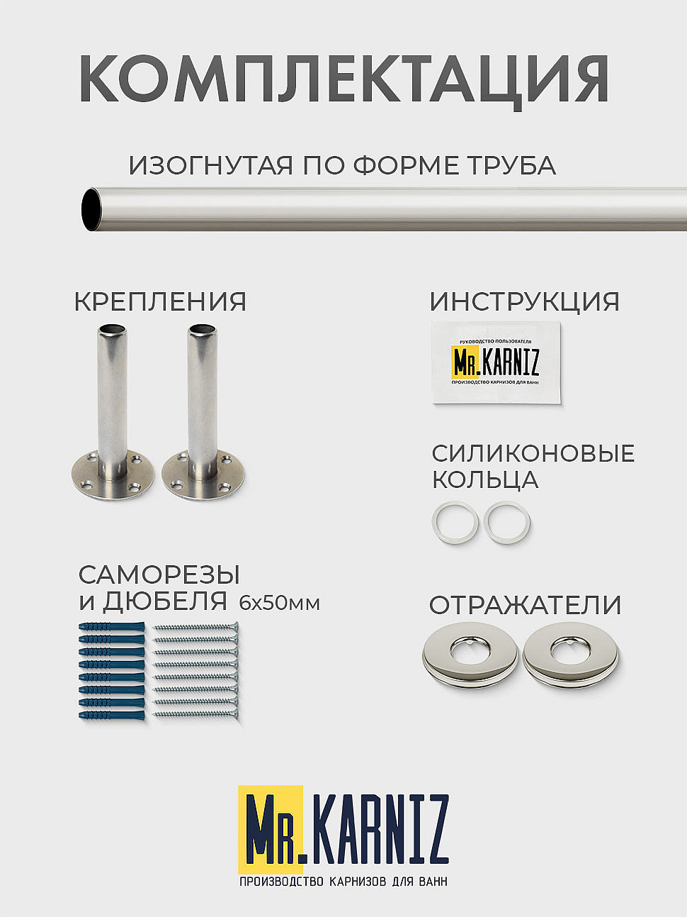Карниз для душа Угловой Г образный 110х80 Усиленный 25 мм фото 9