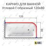 Карниз для ванной Угловой Г образный 120х80 Усиленный 25 мм фото 2